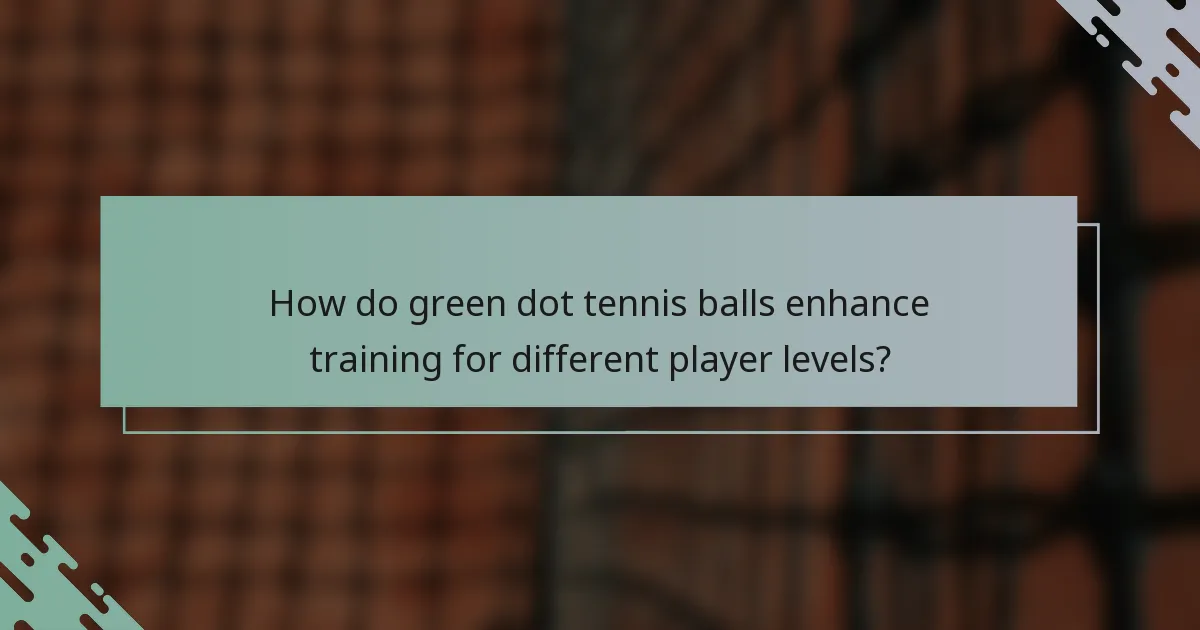 How do green dot tennis balls enhance training for different player levels?