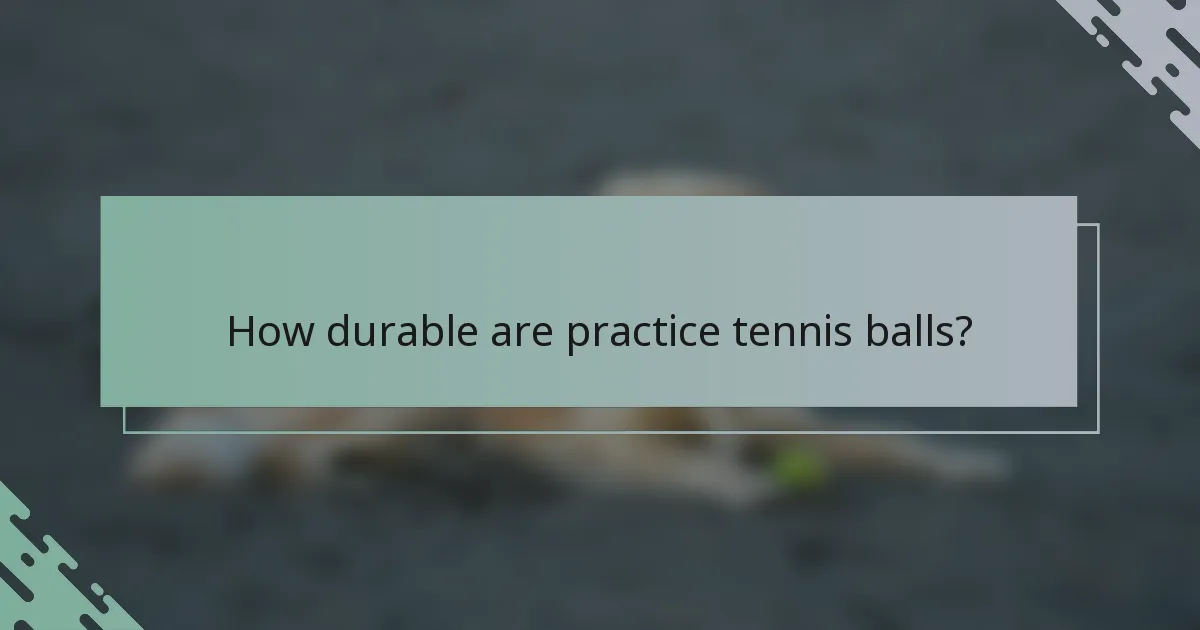 How durable are practice tennis balls?